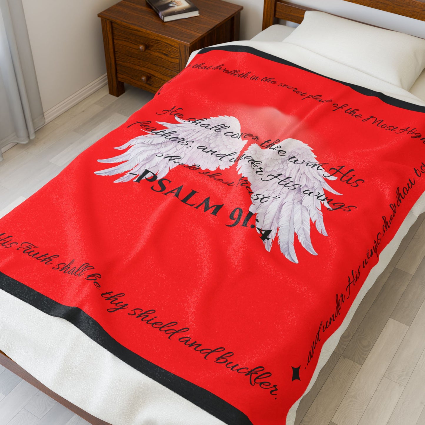 Psalm 91:4 “Under His Wings” Covenant Cover Blanket – Velveteen Plush Throw