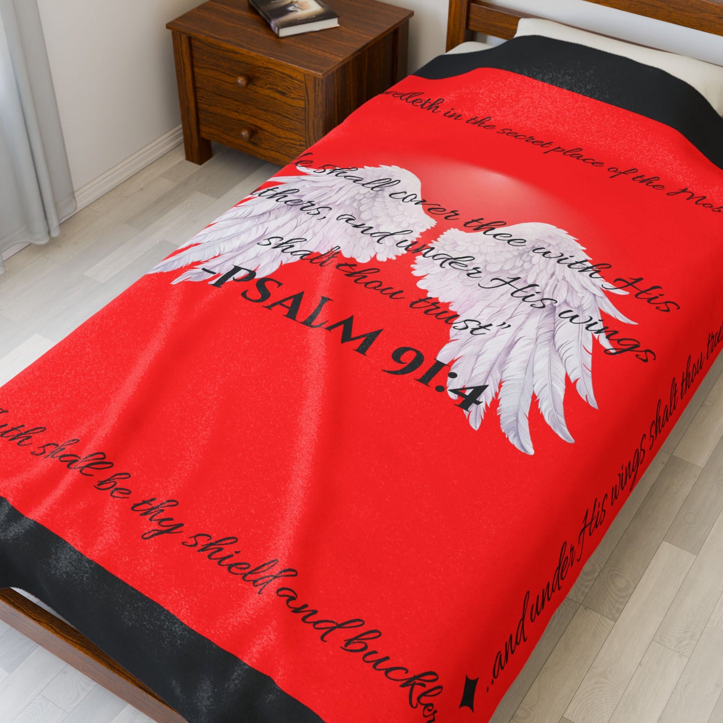 Psalm 91:4 “Under His Wings” Covenant Cover Blanket – Velveteen Plush Throw