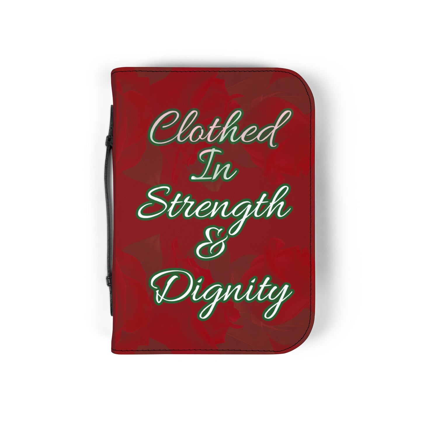 Strength & Dignity Bible Cover – Crimson Rose (Proverbs 31:25)