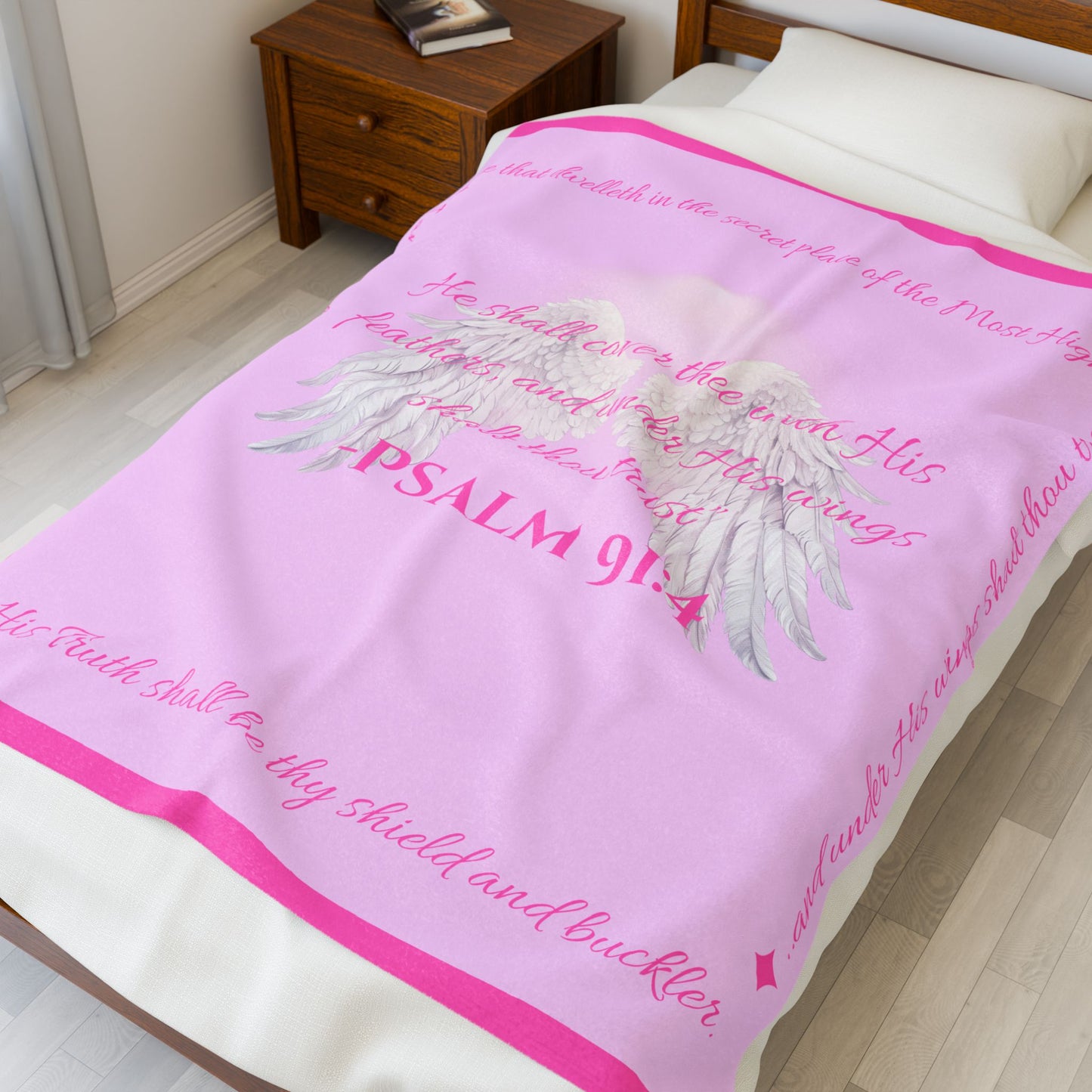 Psalm 91:4 “Under His Wings” Covenant Cover Blanket – Velveteen Plush Throw