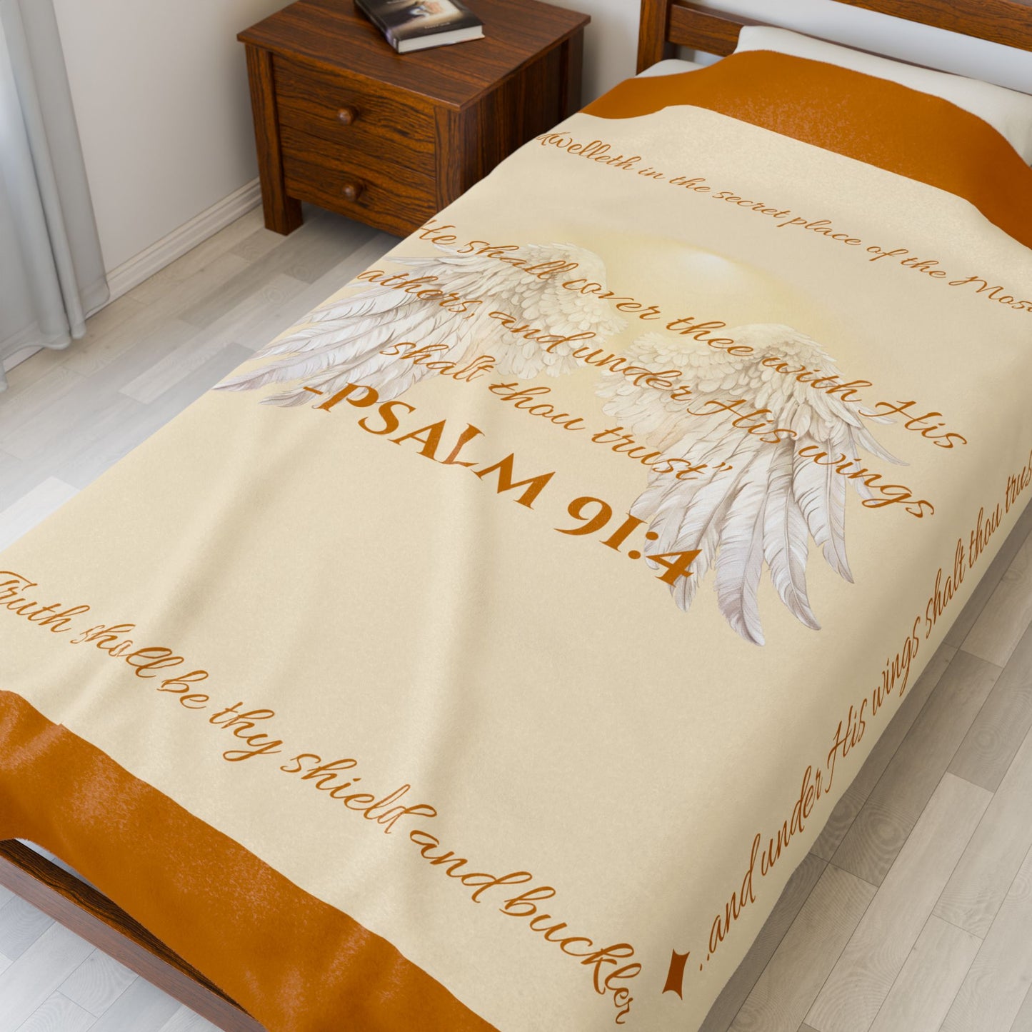 Psalm 91:4 “Under His Wings” Covenant Cover Blanket – Velveteen Plush Throw
