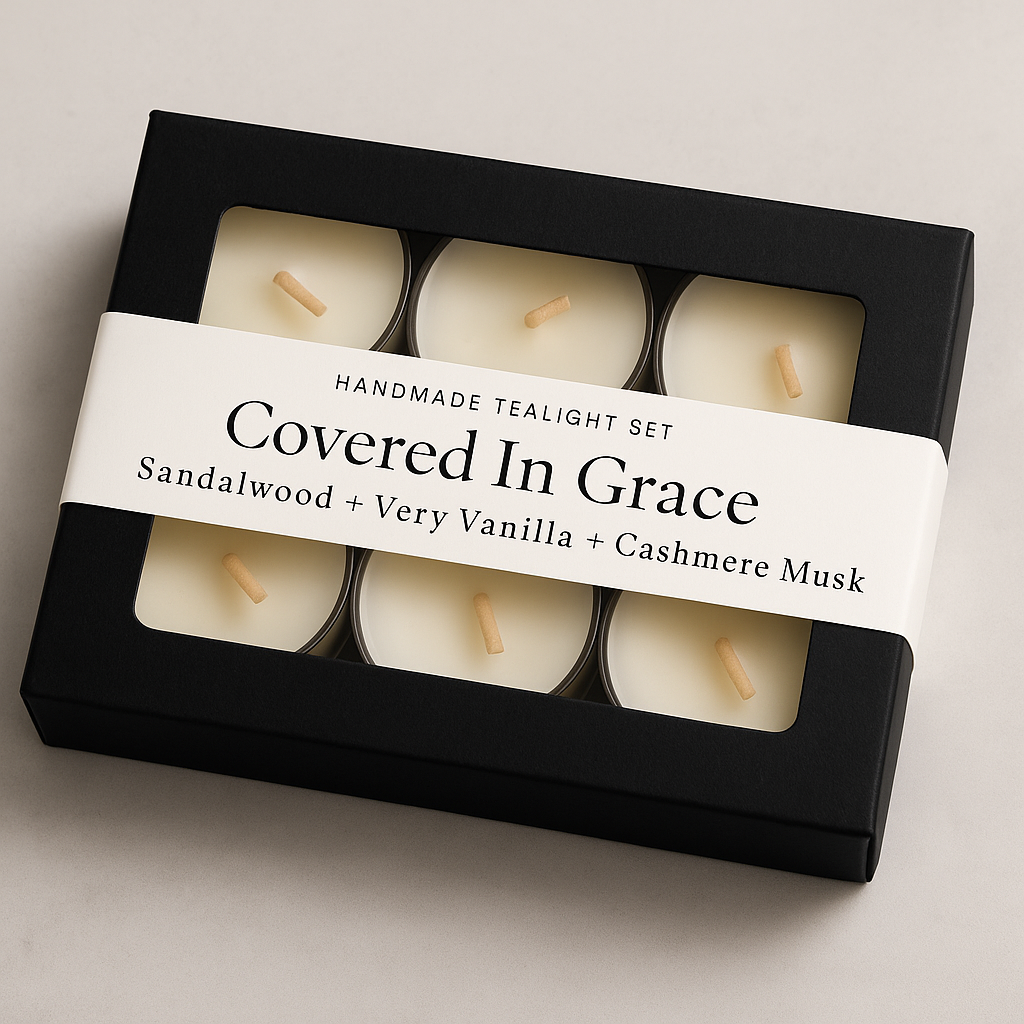 Covered In Grace – 6 Pack Tea Light Candle Set