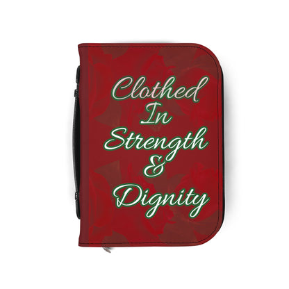 Strength & Dignity Bible Cover – Crimson Rose (Proverbs 31:25)
