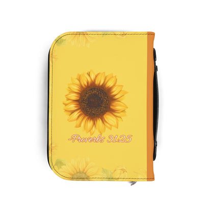 Strength & Dignity Bible Cover – Golden Sunflower (Proverbs 31:25)