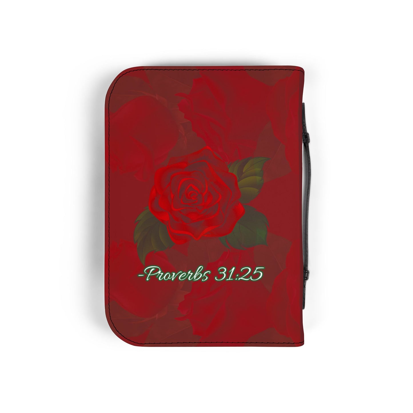 Strength & Dignity Bible Cover – Crimson Rose (Proverbs 31:25)