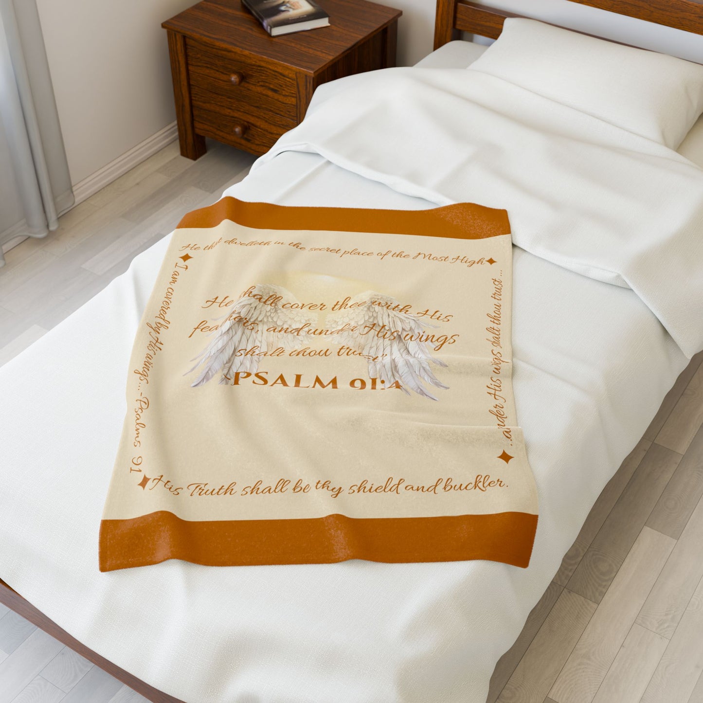 Psalm 91:4 “Under His Wings” Covenant Cover Blanket – Velveteen Plush Throw