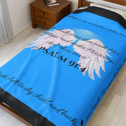 Psalm 91:4 “Under His Wings” Covenant Cover Blanket – Velveteen Plush Throw
