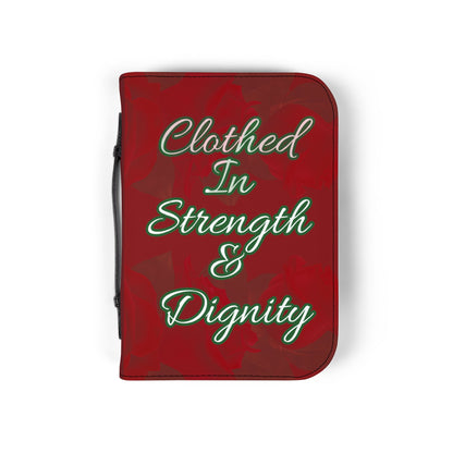 Strength & Dignity Bible Cover – Crimson Rose (Proverbs 31:25)