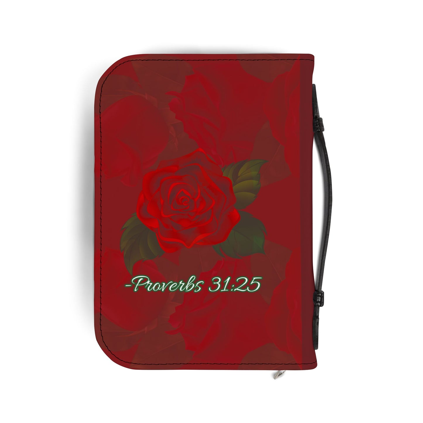 Strength & Dignity Bible Cover – Crimson Rose (Proverbs 31:25)