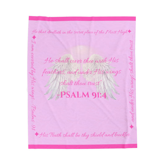 Psalm 91:4 “Under His Wings” Covenant Cover Blanket – Velveteen Plush Throw
