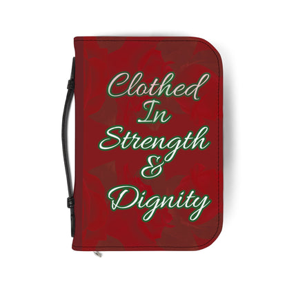 Strength & Dignity Bible Cover – Crimson Rose (Proverbs 31:25)