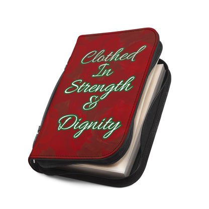 Strength & Dignity Bible Cover – Crimson Rose (Proverbs 31:25)