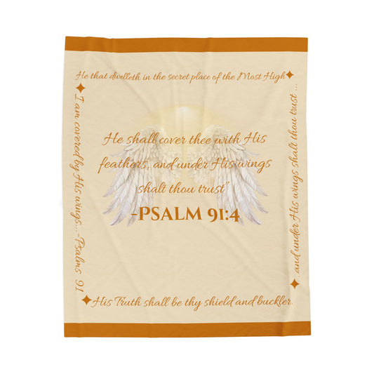 Psalm 91:4 “Under His Wings” Covenant Cover Blanket – Velveteen Plush Throw