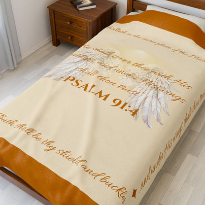 Psalm 91:4 “Under His Wings” Covenant Cover Blanket – Velveteen Plush Throw