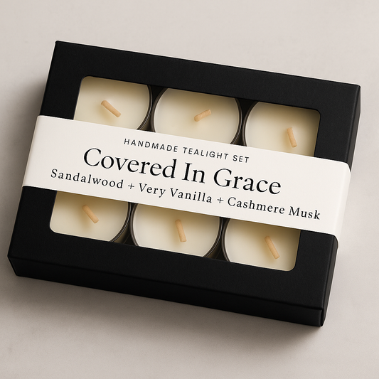 Covered In Grace – 6 Pack Tea Light Candle Set