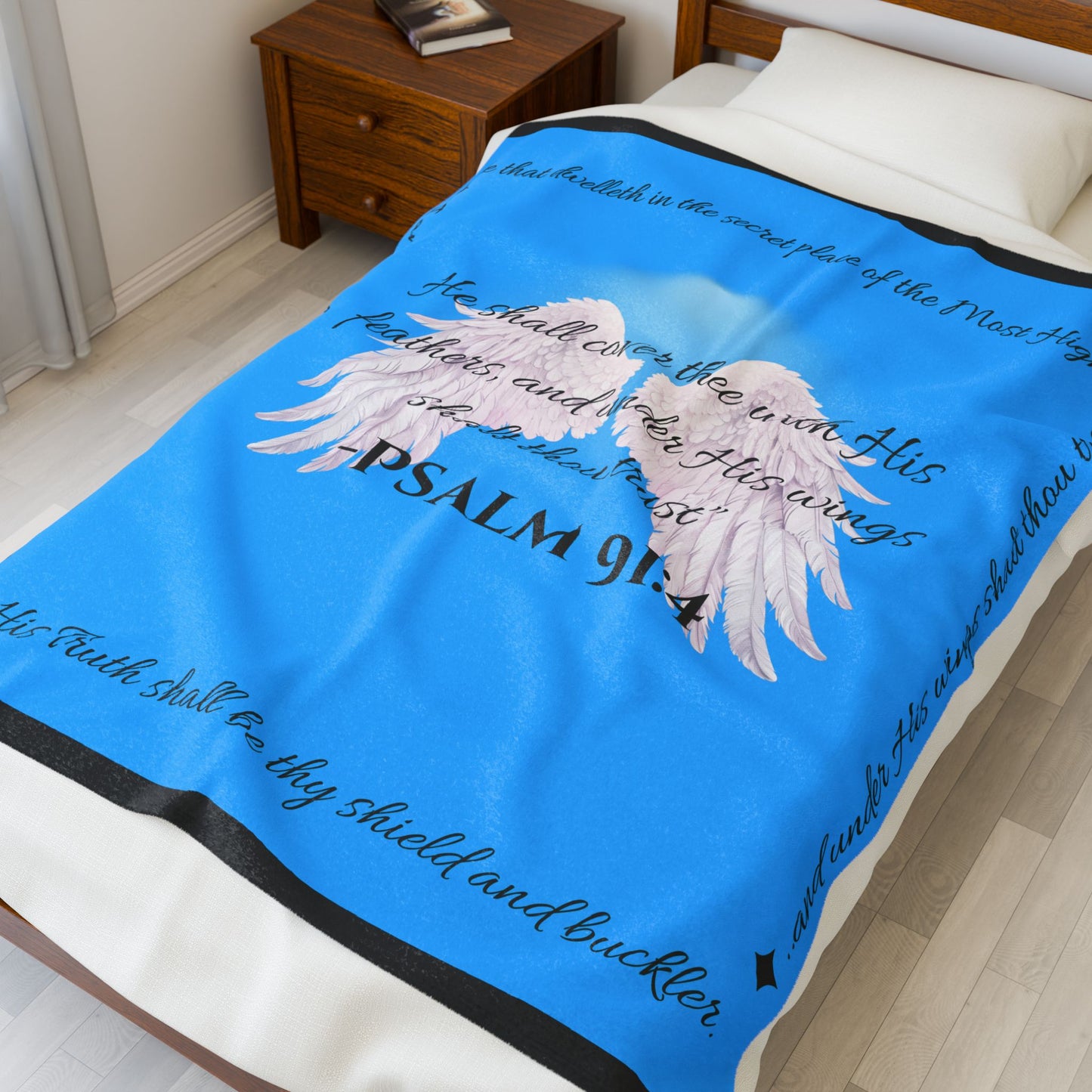 Psalm 91:4 “Under His Wings” Covenant Cover Blanket – Velveteen Plush Throw