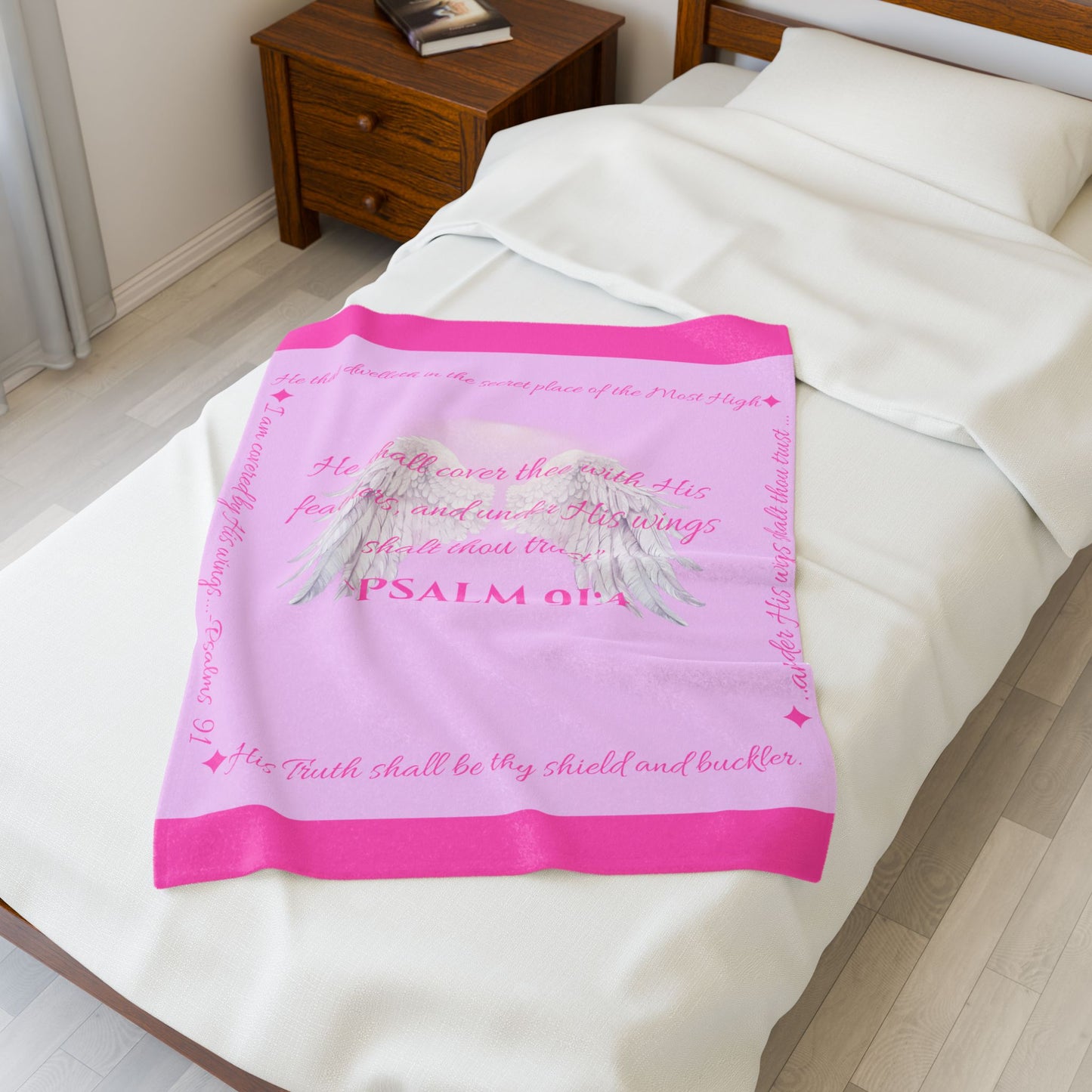 Psalm 91:4 “Under His Wings” Covenant Cover Blanket – Velveteen Plush Throw