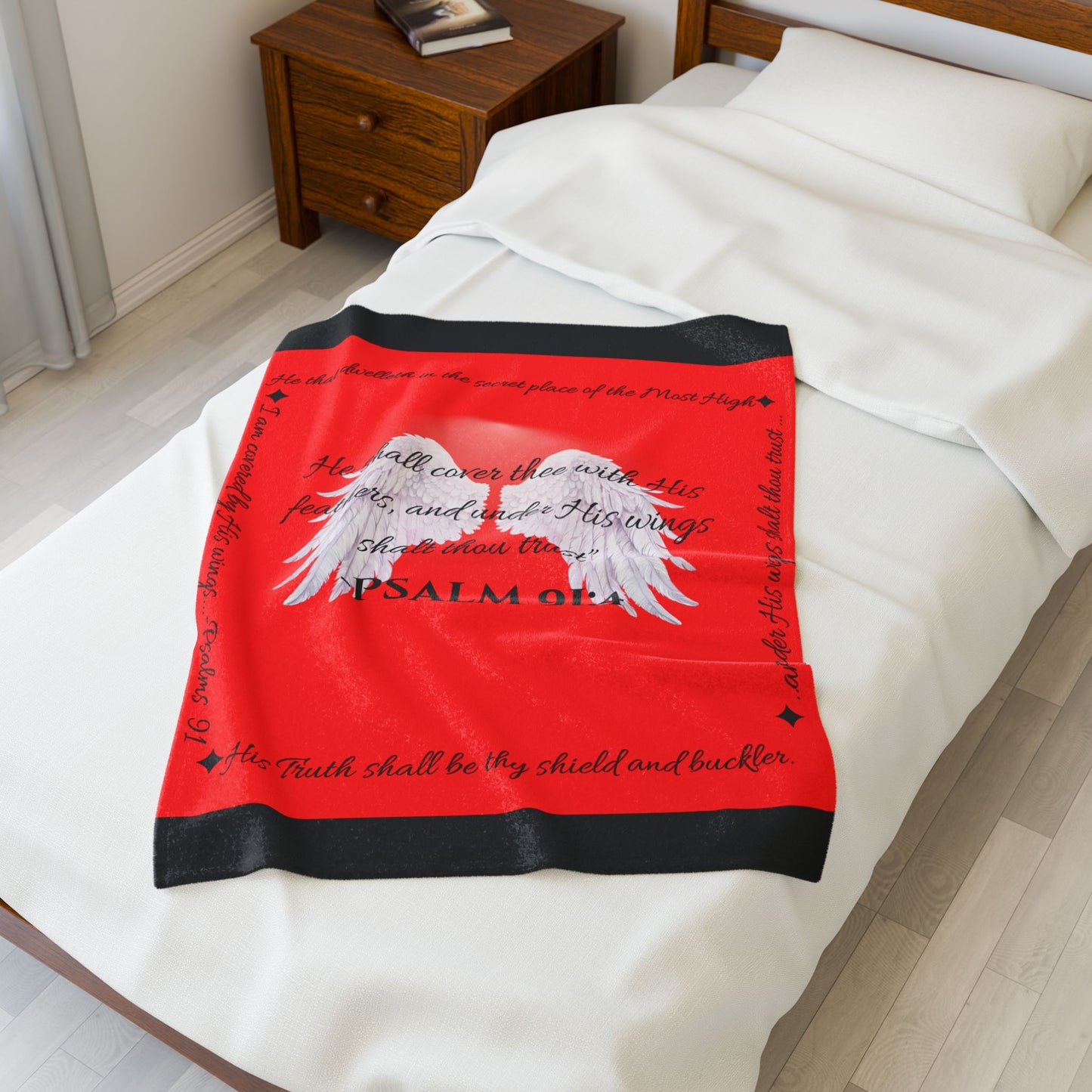 Psalm 91:4 “Under His Wings” Covenant Cover Blanket – Velveteen Plush Throw