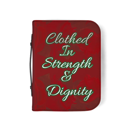 Strength & Dignity Bible Cover – Crimson Rose (Proverbs 31:25)